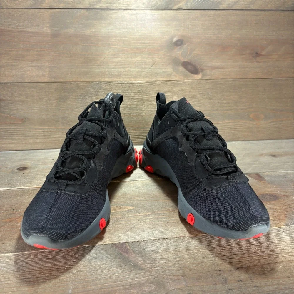 Nike React Element 55 Mens size 8 shoes Black Solar Red Running Sneakers